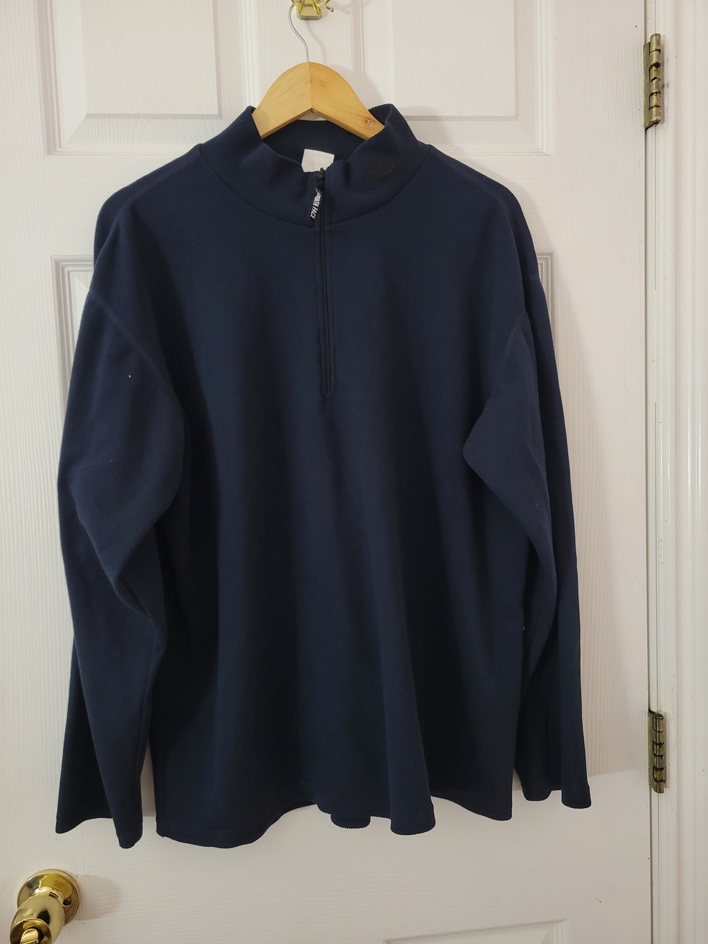 The North Face Men's Large Navy Blue 1/4 Zip Fleece Pullover Sweater A579